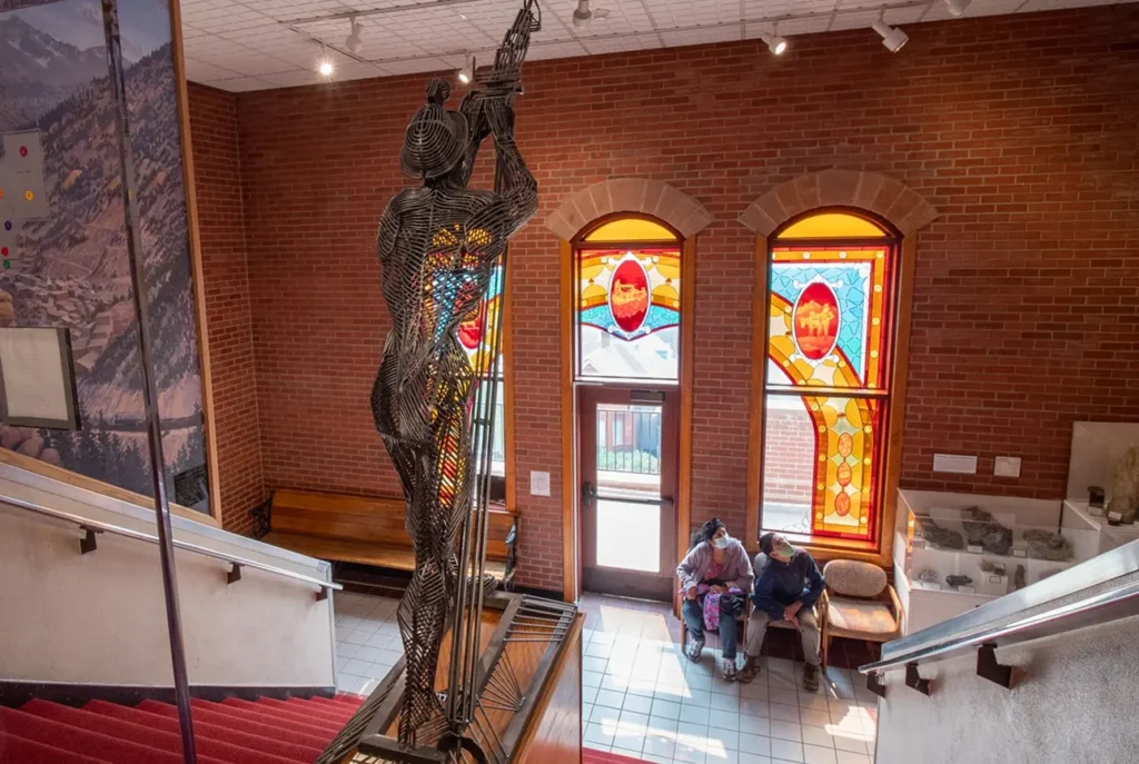 Statue of a miner in the Mining Museum entrance